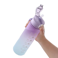 Bouteilles d'Eau Personnalisées avec Logo d'Usine, Marqueur de Temps et Paille, Bouteille Motivationnelle Idéale pour la Gym, le Sport et l'Extérieur