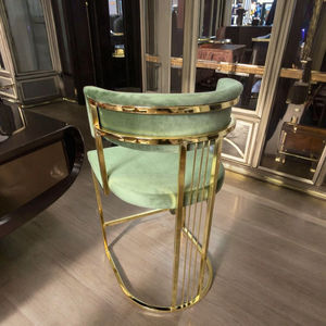 Chaise haute <span class=keywords><strong>de</strong></span> luxe en acier inoxydable doré, <span class=keywords><strong>tabouret</strong></span> <span class=keywords><strong>de</strong></span> <span class=keywords><strong>bar</strong></span> en velours pour hôtel, maison, pub, mariage - Product Image 1
