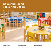 Ensemble table et chaises rondes en bois pour enfants d'âge préscolaire, quatre places, mobilier de classe Montessori pour maternelle, garderie et crèche