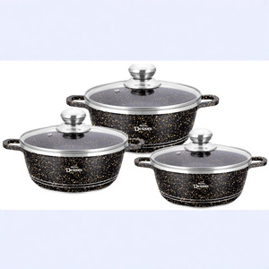 Dessini <b>Cookware</b> <b>Set</b> 3 Piece Non Stick Pot With Lid For Kitchen Use - Product Image 1