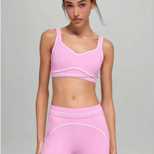 Leggings côtelés sans couture de haute qualité pour le Pilates et l'étirement, avec haut - Ensemble 2 pièces pour femme - Product Image 1