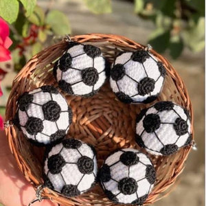 <b>Small</b> Cute Handmade Crochet Football Keychains Customizable Low MOQ Crochet Sports Ball Keychain Soft Plush Soccer Ball Keyring - Product Image 6