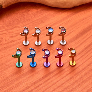 Pendientes de Titanio ASTM F136 de 16G con Incrustaciones de Circonita Cúbica en Forma de Labios, Anodizado Multicolor, Estilo Punk, para Compromiso, Oreja, Labret, Hélix, Tragus - Product Image 5