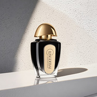 Flacon de parfum en verre givré de 50 ml, design unique du fabricant, bleu, rond, vide, avec étiquette métallique