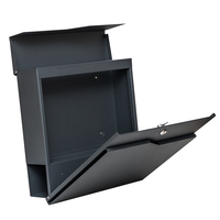 Boîte aux lettres murale en métal imperméable avec serrure à clé noire, nouvelle arrivée MD046 pour extérieur