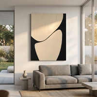 Art mural minimaliste Japandi pour chambre à coucher, peinture à l'huile abstraite beige crème peinte à la main, toile texturée, œuvre d'art moderne de luxe pour la maison