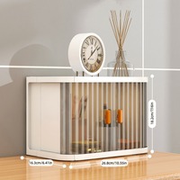 Boîte de rangement de bureau GREENSIDE en PP, organisateur de bureau, armoire anti-poussière pour collations, étagère à cosmétiques et soins de la peau pour coiffeuse, avec couvercle pliable