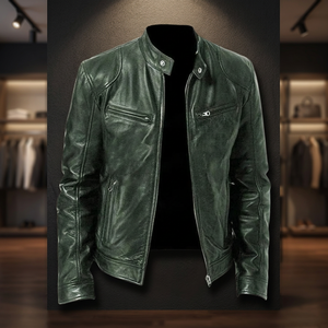 Veste d'hiver unisexe en cuir véritable, fabriquée à la main, de qualité supérieure, imperméable, coupe-vent, respirante, toile, marque personnalisée sur le devant - Product Image 1