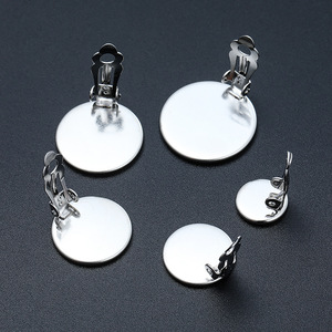 Stainless Steel Ear Clips Round Hollow <b>Holders</b> For <b>Earring</b> Making DIY Jewelry Accessories European Style - Product Image 4