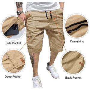 FOXA Short cargo décontracté en sergé de coton pour homme, respirant, avec poches, idéal pour l'été - Product Image 4