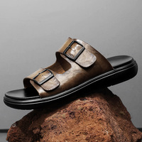 Nouvelles sandales pour hommes fabriquées en Chine, design italien tendance, en cuir de vachette véritable, pantoufles de luxe de Dubaï