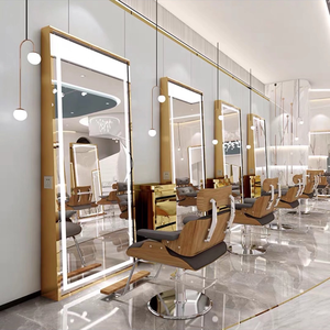 Espejo de Barbería, Espejo de Peluquería de Doble Cara con Luces LED, Estación de Espejo para Barbería - Product Image 6