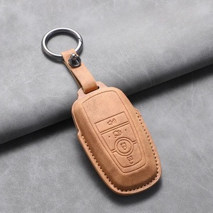Housse de clé de voiture en cuir, 4 à 5 boutons, pour <span class=keywords><strong>Ford</strong></span> Fusion Mustang Edge Explorer <span class=keywords><strong>Focus</strong></span> F150-F550 Escape Lincoln Mondeo - Product Image 4
