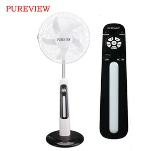 18 inch 12V Electric powered stand fan with light and extra bulb Power bank solar rechargeable fan