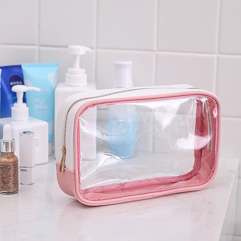 Waterproof PVC Clear Makeup Pouch Travel Toiletry clear make up bag Transparent PVC Cosmetic Bags With Zipper