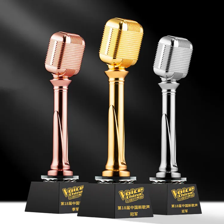 Custom Design Microphone Anchor Resin Musical Award Crystal Award For The Best Voice Souvenir Gifts