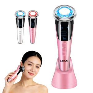 เครื่องนวดหน้าแบบสั่นสะเทือน 0728 พร้อมแสงบำบัดสีแดงและสีน้ำเงิน ลดเลือนริ้วรอย ลูกกลิ้งนวดหน้า ไมโครเคอร์เรนท์ ยกกระชับผิวหน้า - Product Image 2