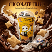 Vente en gros directe usine : Gobelet à biscuits fantaisie 40g avec véhicule à rétrofriction intégré et biscuits fourrés au chocolat