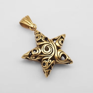 Collana da uomo all'ingrosso con ciondolo a stella Pentagonale Punk intagliata, in acciaio inossidabile, impermeabile, anallergica, gioielli alla moda - Product Image 6