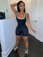 S-3XL 2022 Sport Sans Manches Barboteuses Jogger Moulante Moulante Body Court Casual Femmes-Dessus Du Genou D'une Seule Pièce Salopette pour L'été