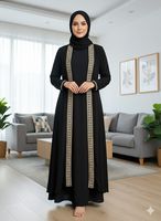 Robe Abaya Noire Brodé pour Femme – Styles Longs et Modestes pour Soirée, Tenue Décontractée, Vêtements d'Intérieur, Style Dubaï pour Soirées, Tenues Décontractées et Quotidiennes