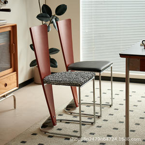 Vintage Solid Wood Dining Chair With Metal Frame <b>Backrest</b> For Dining Room Adult Use - Product Image 4