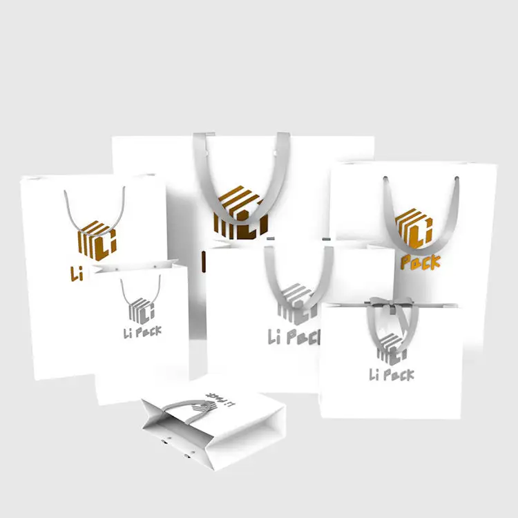 Lipack Concurrerende Prijs Fabriek Op Maat Bedrukt Luxe Papieren Boodschappentas Verpakking Cadeau Papieren Zak Met Uw Eigen Logo