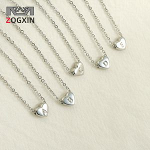 Zogxin Heart Letter Necklace Stainless Steel Pendant Clavicle Chain For Women Gift Jewelry - Product Image 1