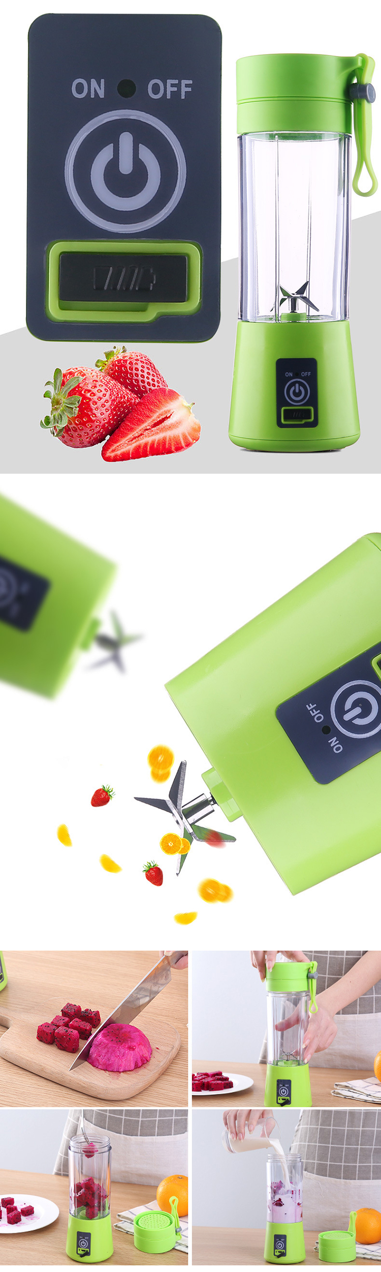 High Quality 380ml Mini Electric Portable Rechargeable Travel Fruit Juicer Popular USB Blender Juicer