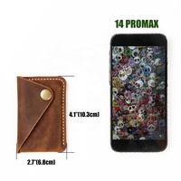 Dompet Kartu Kredit Kulit Asli Pria, Tipis, Kantong Depan, Penutup Jepret, Tempat Kartu Bisnis, Minimalis