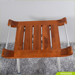 Silla de Ducha Ajustable Oldtree de Teca 43x34x36cm con Patas de Aleación de Aluminio para Ancianos, Discapacitados y Mujeres Embarazadas - Product Image 2