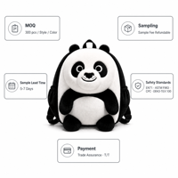 Sac à dos en peluche Panda personnalisé, usine OEM ODM, sac d'école mignon en forme d'animal pour enfants et poupée de 18 pouces, couleur et logo personnalisés