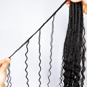 Capelli tracciati umani che sono già intrecciati pre-avvolti estremità ricci naturali intrecciate per trecciare le estensioni dei capelli - Product Image 2