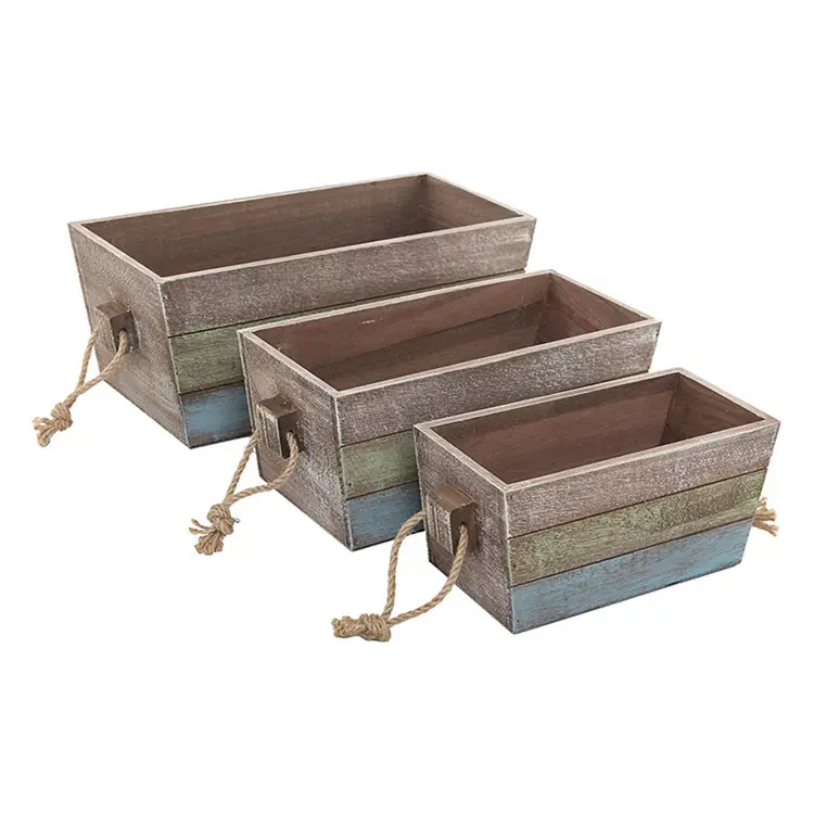 Set Van 3 Badkamer Barnwood Decoratieve Rustieke Display Box Opslag Krat Hout