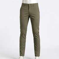 Pantalones Chinos Casuales para Hombre, Color Sólido, Corte Recto Ajustado, Cintura Media, Spandex/Algodón, Transpirables, Protección UV, Cierre de Botón, Uso Diario