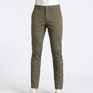 Pantalones Chinos Casuales para Hombre, Color Sólido, Corte Recto Ajustado, Cintura Media, Spandex/Algodón, Transpirables, Protección UV, Cierre de Botón, Uso Diario - Product Image 1