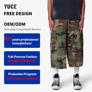 Shorts en jean camouflage YUCE personnalisés, style streetwear, patchwork, <span class=keywords><strong>cargo</strong></span>, jorts, coupe lourde, délavage acide, design de créateur - Product Image 1