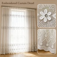 Tissu de rideau transparent brodé, broderie en relief 3D, vente en gros, ignifuge, taille personnalisée pour projets hôteliers