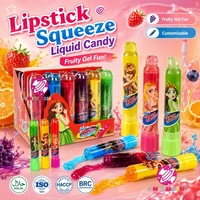 Vente en gros de bonbons liquides Crazy Hair Lipstick, saveur de fruits sucrés, forme de princesse, bonbons en gelée pour enfants