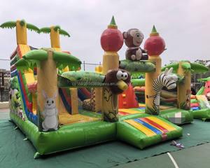 Castello gonfiabile del parco della scimmia della giungla dei bambini commerciale con la struttura gonfiabile di gioco di tema di divertimento di rimbalzo & scivolo - Product Image 2