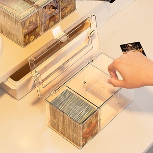 Card Organizer <b>Box</b> Transparent Acrylic Rectangle Covered Desktop Storage <b>Small</b> Card Holder For Office Use - Product Image 2