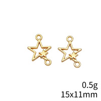 Connecteur double étoile creuse 15x11mm à 2 boucles en alliage doré pour collier céleste superposé