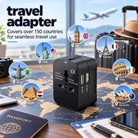 Universeller Reiseadapter Weltweiter All-in-One-Steckdosenadapter Mit Doppelten USB-Anschlüssen Überspannungsschutz für US UK EU AU