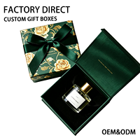 Boîte d'emballage de parfum floral vert de luxe, boîte cadeau en carton personnalisée avec impression, fermeture magnétique et insert