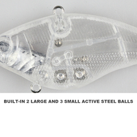 Nouvelle leurre artificielle 13,5g 7cm en ABS, crankbait sans ailettes, non peint, VIB, pour la pêche en rivière et en lac, eau douce