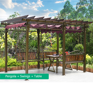 Chất Lượng Cao Ngoài Trời Vườn Trang Trí Nghỉ Ngơi Gian Hàng Gazebo Dù Để Che Nắng Nho Pergola Với Swing Bảng Ghế - Product Image 6