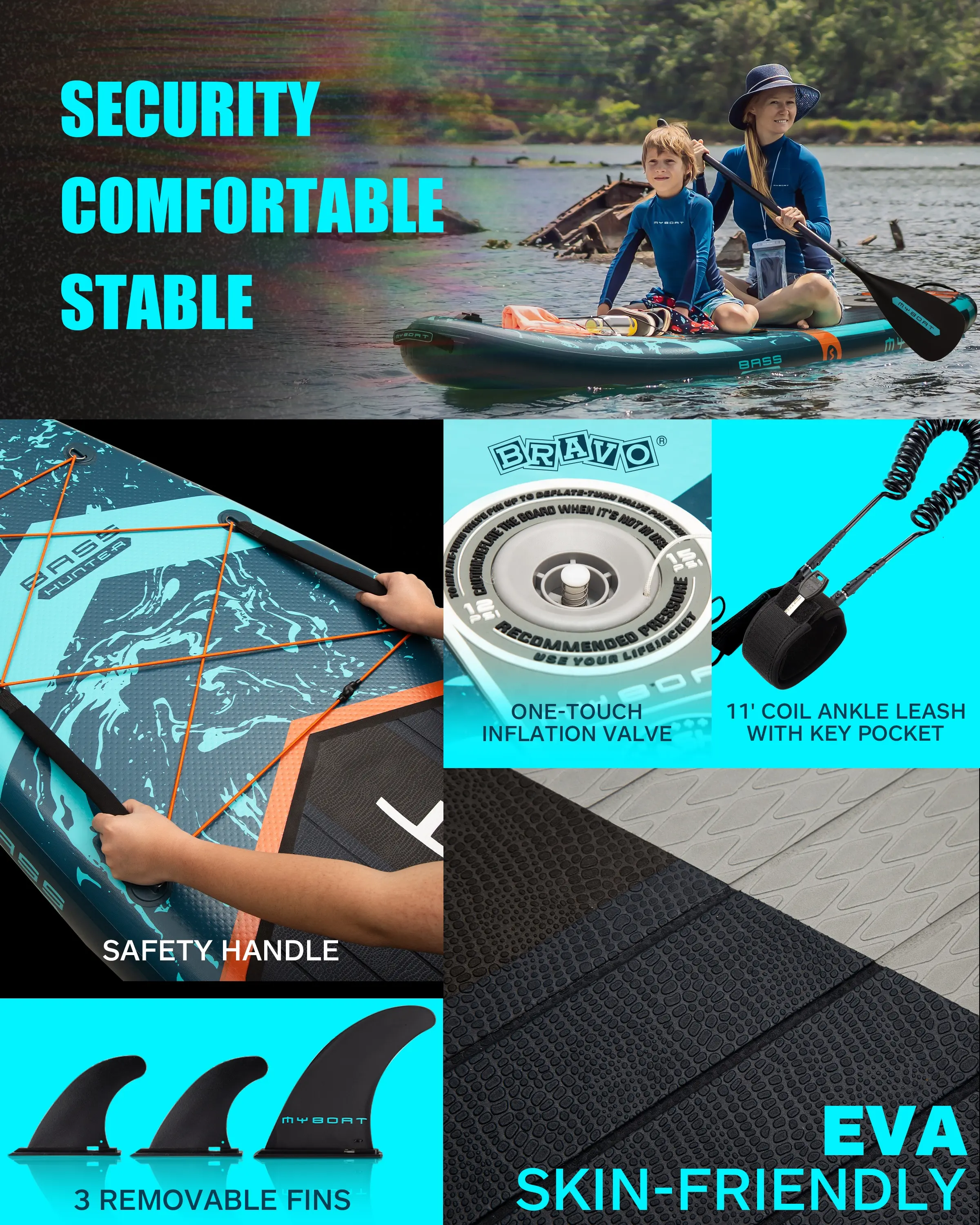 La mia serie di barche Weihai factory OEM logo personalizzazione tavola da pesca sup gonfiabile stand up paddle board