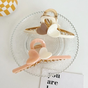 CANYUAN-Pinzas de pelo gruesas personalizadas para mujer, pinzas de pelo de aleación de doble amor de acetato para niña - Product Image 4