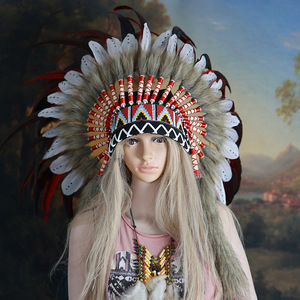Nouvelle Couronne <span class=keywords><strong>de</strong></span> Plumes Style Ethnique, Coiffe <span class=keywords><strong>de</strong></span> Performance Tribale Extravagante Style Antique, Bijoux <span class=keywords><strong>de</strong></span> Spectacle pour Enfants - Product Image 1