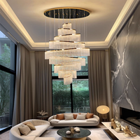 Lustre en cristal pour décoration intérieure, lampe d'escalier, villa, acier inoxydable, grand lustre sur mesure, adapté au salon, au hall